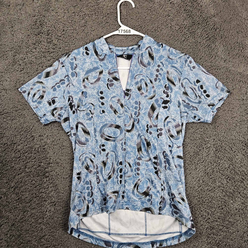 Canari Small Cycling Jersey Light Blue‎ Patterned Performance Athletic Sporty